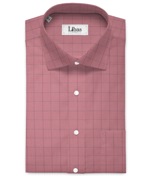 Soktas Men's  Giza Cotton Checks  Unstitched Shirting Fabric (Rose Pink)