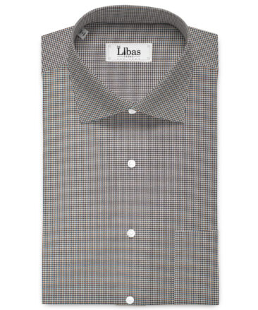 Soktas Men's  Giza Cotton Checks  Unstitched Shirting Fabric (White & Black)