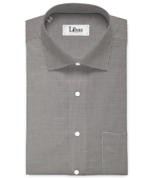 Soktas Men's  Giza Cotton Checks  Unstitched Shirting Fabric (White & Black)