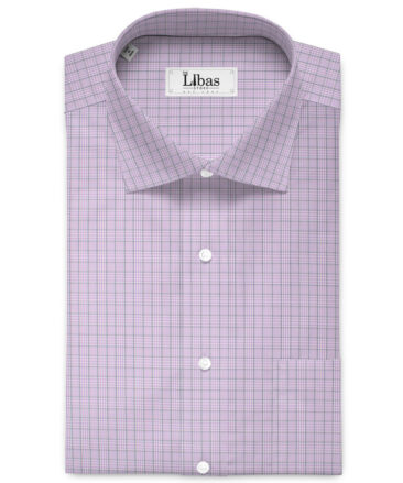 Soktas Men's 120/2 Giza Cotton Checks  Unstitched Shirting Fabric (Purple)