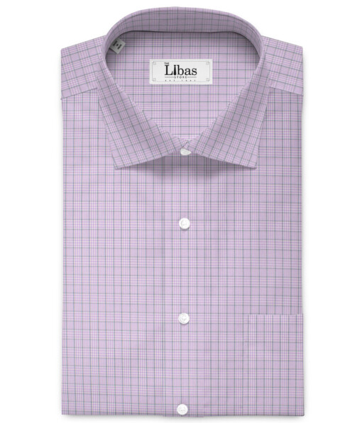 Soktas Men's 120/2 Giza Cotton Checks  Unstitched Shirting Fabric (Purple)