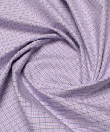 Soktas Men's 120/2 Giza Cotton Checks  Unstitched Shirting Fabric (Purple)