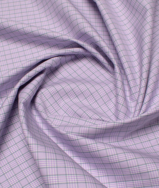 Soktas Men's 120/2 Giza Cotton Checks  Unstitched Shirting Fabric (Purple)