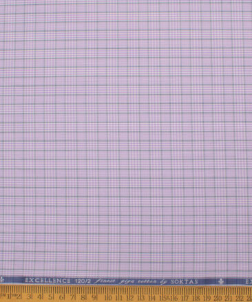 Soktas Men's 120/2 Giza Cotton Checks  Unstitched Shirting Fabric (Purple)