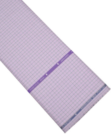 Soktas Men's 120/2 Giza Cotton Checks  Unstitched Shirting Fabric (Purple)