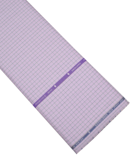 Soktas Men's 120/2 Giza Cotton Checks  Unstitched Shirting Fabric (Purple)