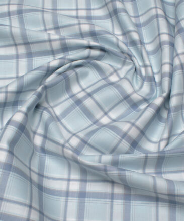 Premier Mills Men's  Giza Cotton Checks  Unstitched Shirting Fabric (Arctic Blue)