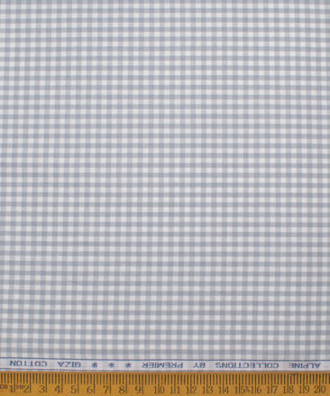 Premier Mills Men's  Giza Cotton Checks  Unstitched Shirting Fabric (White & Grey)