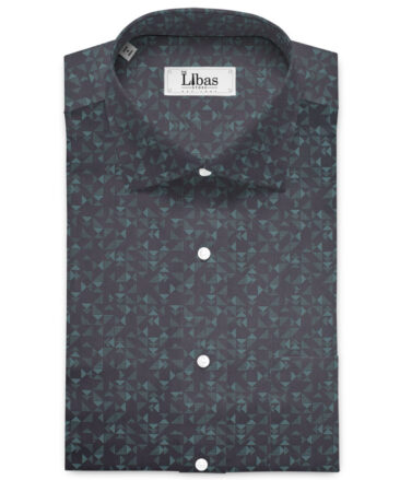 Cadini Men's  Premium Cotton Printed  Unstitched Shirting Fabric (Black & Sea  Green)