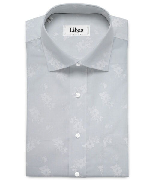 Cadini Men's  Premium Cotton Printed  Unstitched Shirting Fabric (Goose Grey)