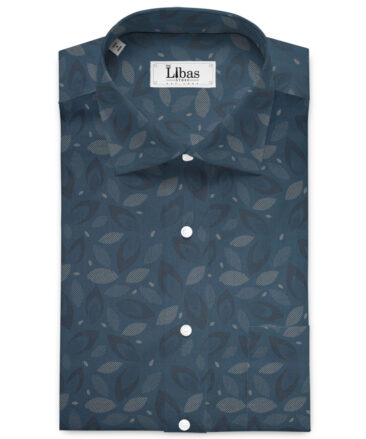 Cadini Men's  Premium Cotton Printed  Unstitched Shirting Fabric (Peacock Blue)