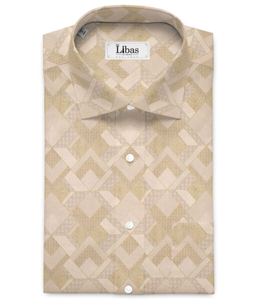 Cadini Men's  Cotton Printed  Unstitched Shirting Fabric (Beige)