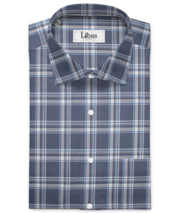 Siyaram's Men's  Superfine Cotton Checks  Unstitched Shirting Fabric (Aegean Blue)