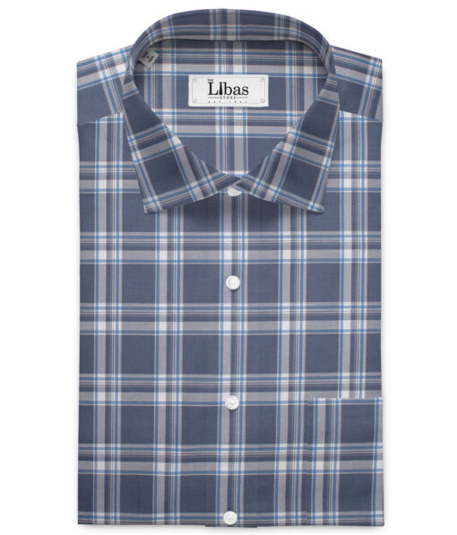 Siyaram's Men's  Superfine Cotton Checks  Unstitched Shirting Fabric (Aegean Blue)