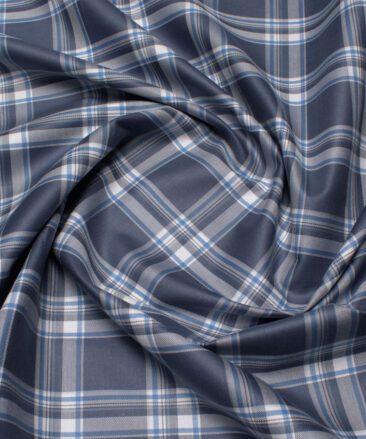 Siyaram's Men's  Superfine Cotton Checks  Unstitched Shirting Fabric (Aegean Blue)