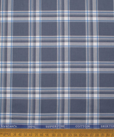 Siyaram's Men's  Superfine Cotton Checks  Unstitched Shirting Fabric (Aegean Blue)