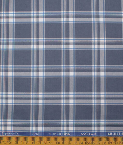 Siyaram's Men's  Superfine Cotton Checks  Unstitched Shirting Fabric (Aegean Blue)