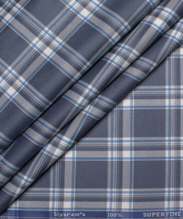 Siyaram's Men's  Superfine Cotton Checks  Unstitched Shirting Fabric (Aegean Blue)