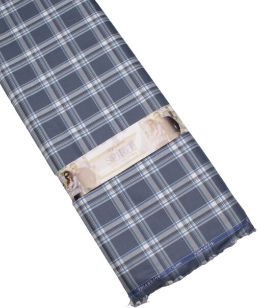 Siyaram's Men's  Superfine Cotton Checks  Unstitched Shirting Fabric (Aegean Blue)