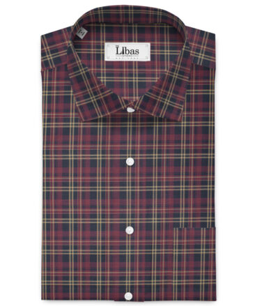 Siyaram's Men's  Superfine Cotton Checks  Unstitched Shirting Fabric (Maroon)