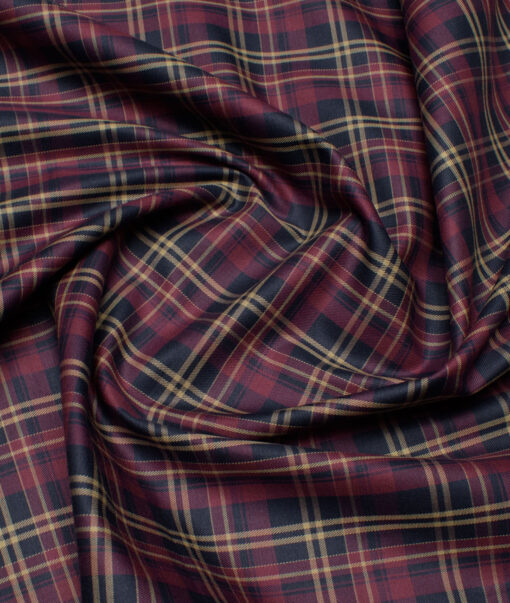 Siyaram's Men's  Superfine Cotton Checks  Unstitched Shirting Fabric (Maroon)