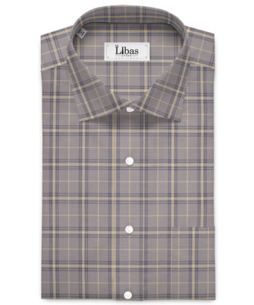 Siyaram's Men's  Superfine Cotton Checks  Unstitched Shirting Fabric (Light Brown)