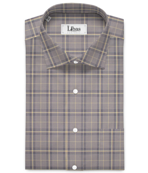 Siyaram's Men's  Superfine Cotton Checks  Unstitched Shirting Fabric (Light Brown)