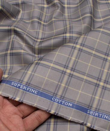 Siyaram's Men's  Superfine Cotton Checks  Unstitched Shirting Fabric (Light Brown)