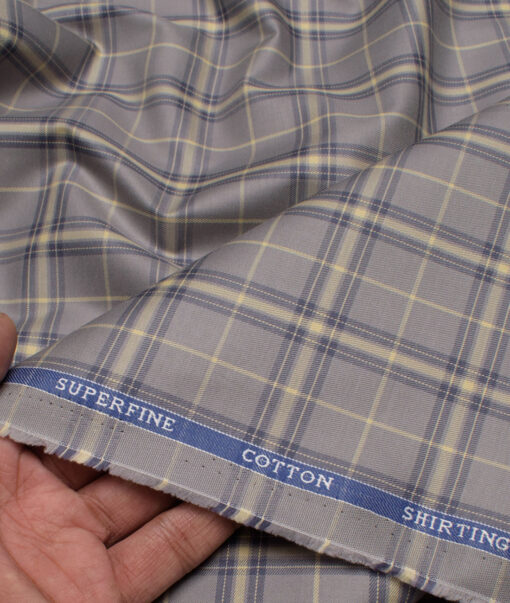 Siyaram's Men's  Superfine Cotton Checks  Unstitched Shirting Fabric (Light Brown)