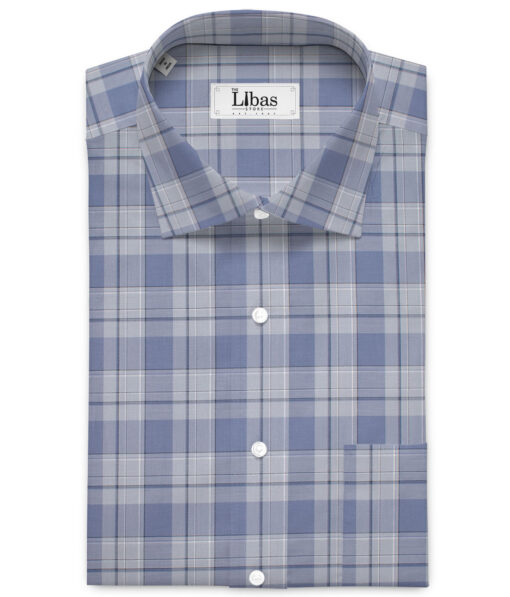 Siyaram's Men's  Superfine Cotton Checks  Unstitched Shirting Fabric (Light Grey)