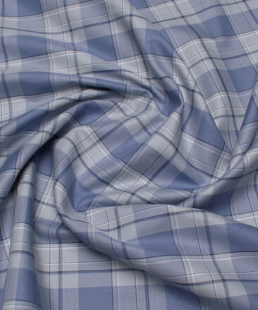 Siyaram's Men's  Superfine Cotton Checks  Unstitched Shirting Fabric (Light Grey)