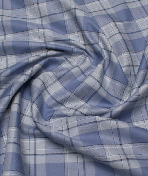 Siyaram's Men's  Superfine Cotton Checks  Unstitched Shirting Fabric (Light Grey)