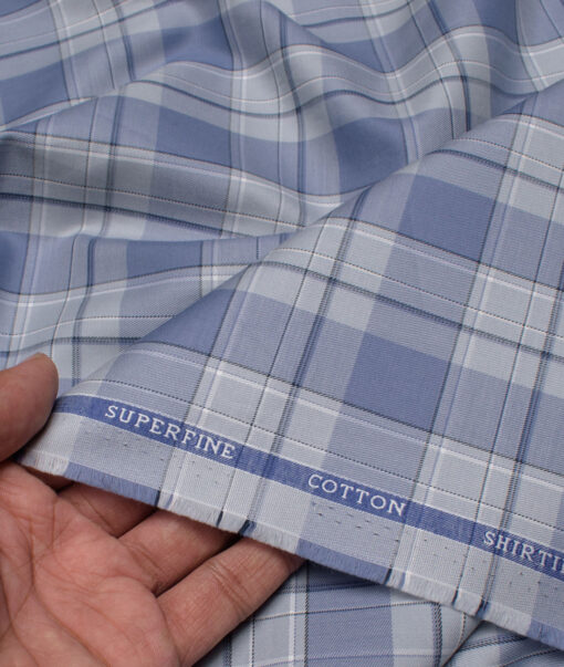 Siyaram's Men's  Superfine Cotton Checks  Unstitched Shirting Fabric (Light Grey)