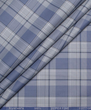 Siyaram's Men's  Superfine Cotton Checks  Unstitched Shirting Fabric (Light Grey)