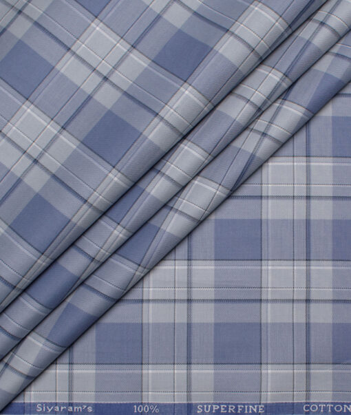 Siyaram's Men's  Superfine Cotton Checks  Unstitched Shirting Fabric (Light Grey)