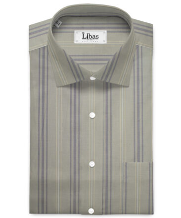 Siyaram's Men's  Superfine Cotton Striped  Unstitched Shirting Fabric (Olive Green)