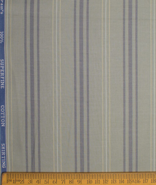 Siyaram's Men's  Superfine Cotton Striped  Unstitched Shirting Fabric (Olive Green)