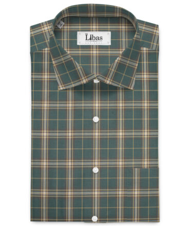 Siyaram's Men's  Superfine Cotton Checks  Unstitched Shirting Fabric (Pine Green)