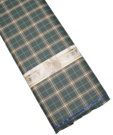 Siyaram's Men's  Superfine Cotton Checks  Unstitched Shirting Fabric (Pine Green)