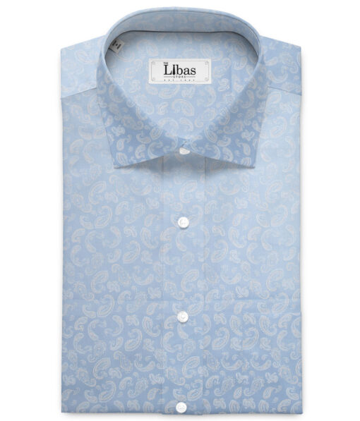 J.Hampstead Men's  Cotton Printed  Unstitched Shirting Fabric (Sky Blue)