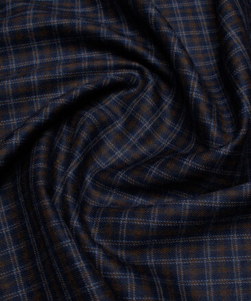 OCM Men's  Acrylic Wool Checks  Unstitched Shirting Fabric (Dark Royal Blue)