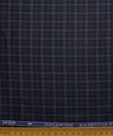 OCM Men's  Acrylic Wool Checks  Unstitched Shirting Fabric (Dark Royal Blue)