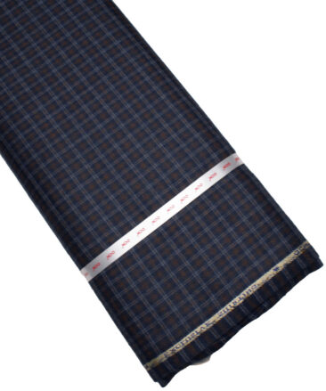 OCM Men's  Acrylic Wool Checks  Unstitched Shirting Fabric (Dark Royal Blue)