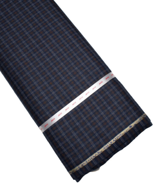 OCM Men's  Acrylic Wool Checks  Unstitched Shirting Fabric (Dark Royal Blue)