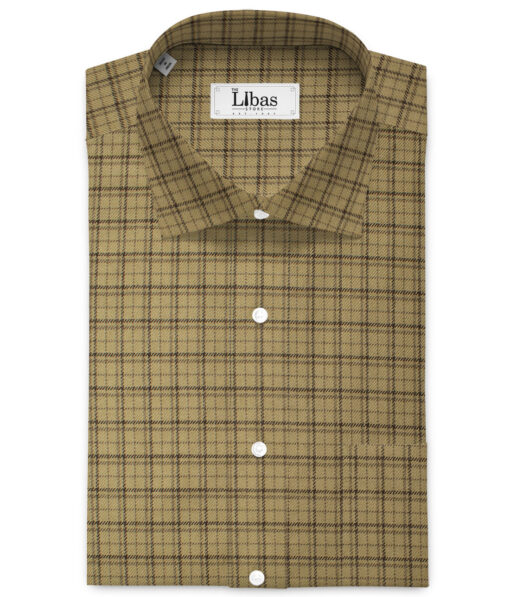 OCM Men's  Acrylic Wool Checks  Unstitched Shirting Fabric (Light Brown)