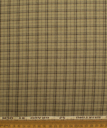 OCM Men's  Acrylic Wool Checks  Unstitched Shirting Fabric (Light Brown)