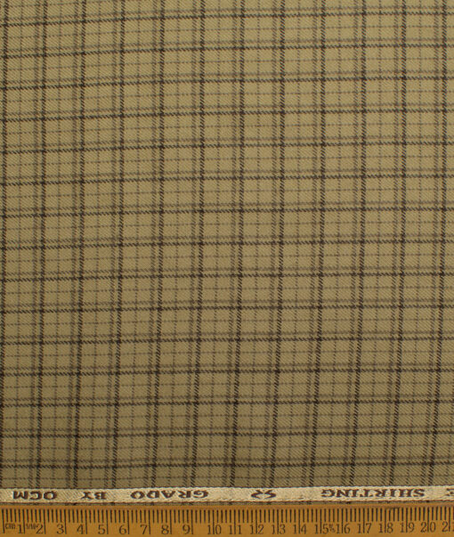 OCM Men's  Acrylic Wool Checks  Unstitched Shirting Fabric (Light Brown)