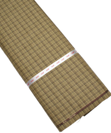 OCM Men's  Acrylic Wool Checks  Unstitched Shirting Fabric (Light Brown)