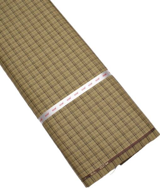 OCM Men's  Acrylic Wool Checks  Unstitched Shirting Fabric (Light Brown)