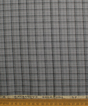 OCM Men's  Acrylic Wool Checks  Unstitched Shirting Fabric (Light Grey)